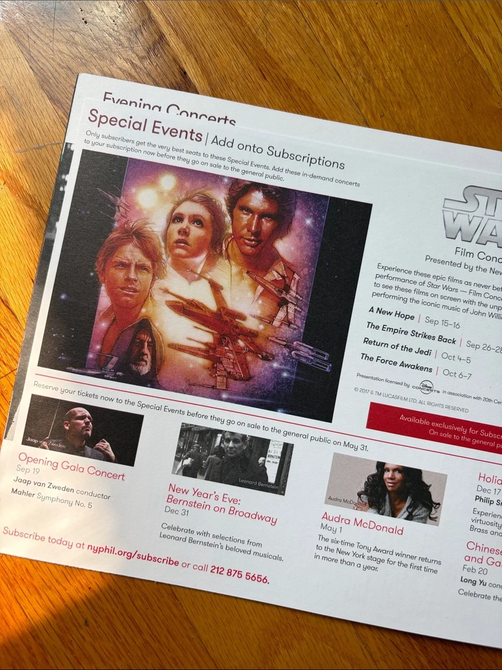 New York Philharmonic 2017/18 Season Brochure Star Wars